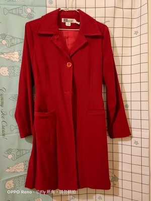 《Fly shop 》二手 BASIC 紅色長版風衣外套