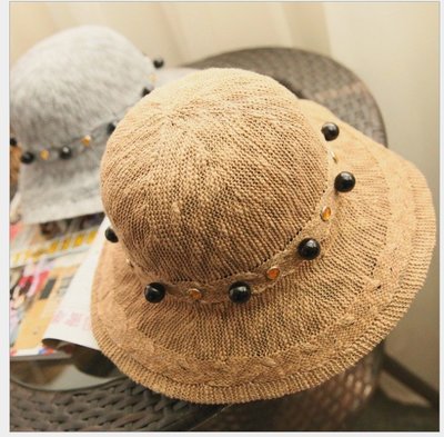 【Verona】韓款夏季珍珠可折叠帽漁夫帽防曬遮陽帽