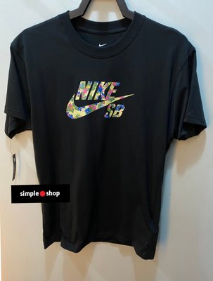 【Simple Shop】NIKE SB 花卉 LOGO 運動短袖 印花 滑板 短T 黑色 男款 CU0311-010