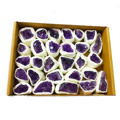 天 然紫晶簇一盒 凈化空氣裝飾 紫水晶原石 紫水晶片零售擺件