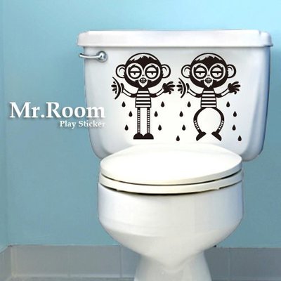 ☆ Mr.Room 空間先生創意 壁貼 猴男猴女 (CL076) 個性化 浴室 馬桶 房間佈置 機車貼