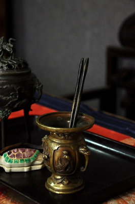 日本香筷火箸 手工銅筷子香筷 火筷 木炭橄欖炭夾 香道具 炭