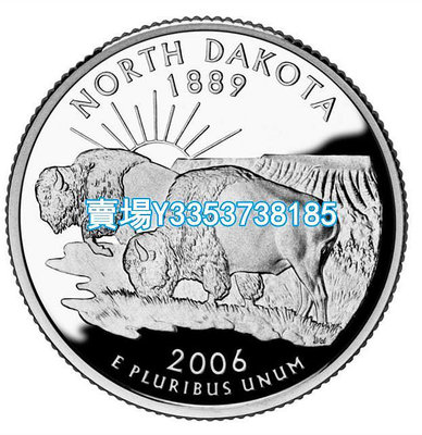 全新美國25分硬幣 50州紀念幣 2006年D版北達科他州 24.3mm 紙幣 錢幣 紀念幣【古幣之緣】1653