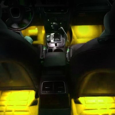 24V貨車USB裝飾燈聲控氛圍燈改裝LED車載內飾腳底燈七彩氣氛燈條