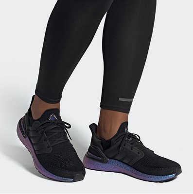 Adidas Ultra Boost 20 黑色 電鍍藍 巴斯夫 爆米花 漸層 編織 慢跑鞋 EG1341 男女鞋