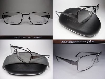 信義計劃 眼鏡 GIORGIO ARMANI GA 801 全新真品 亞曼尼 義大利製 鈦金屬 方框 glasses