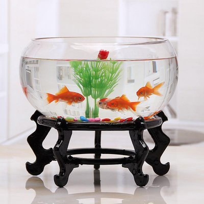 玻璃魚缸圓形小型創意客廳圓魚缸家用桌面魚缸加厚透明魚缸烏龜缸
