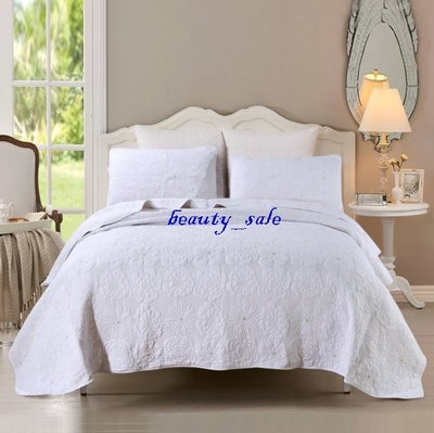 簡約  純棉  繡花   絎縫拼布    床罩    雙人3件組