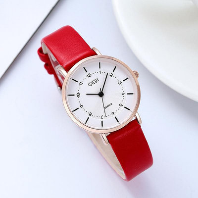 GEDI新款羅馬數字圓盤時尚錶皮帶款直播專供廠家直銷支持