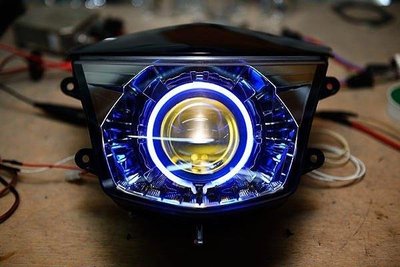 YAMAHA GTR AERO RS 遠近魚眼HID大燈模組改裝 LED內外光圈 天使眼 惡魔眼 電鍍飾圈 H1 40W