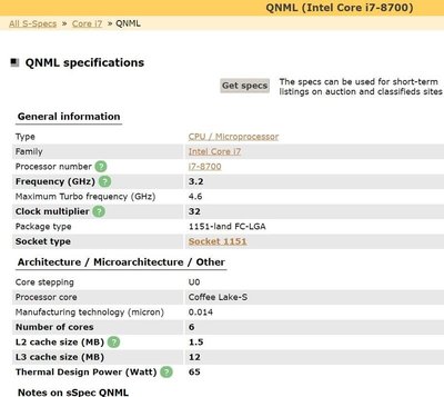 Intel i7-8700，QNML正顯，FCLGA1151