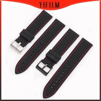 Yifilm 透氣軟矽膠替換錶帶 20MM 22mm 23mm 24mm 錶帶配件適用於 Mv-106/107 Mtp1
