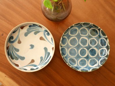 【日本AWASAKA美濃燒】筆繪靛藍深盤/瓷盤/瓷器/陶器/陶瓷餐具/禮品（二入）