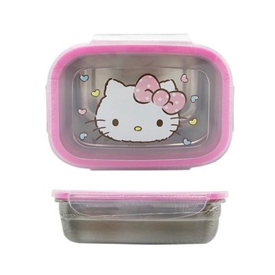 【正版】韓國 Hello Kitty 304不銹鋼 樂扣型 保鮮盒//便當盒 510ml
