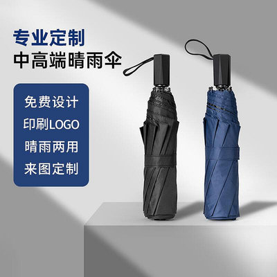 折疊雨傘 純色黑膠遮陽傘 晴雨兩用商務禮品傘