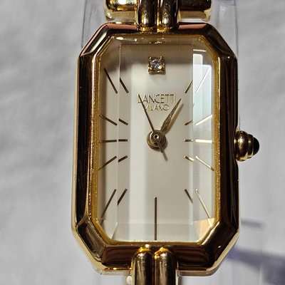 【一元起標】【精品廉售/手錶】潮牌Lancetti Milano藍寶石鏡面 石英錶/黃金色精鋼錶帶設計獨特﹐甚美*高價靓款*防水*佳品