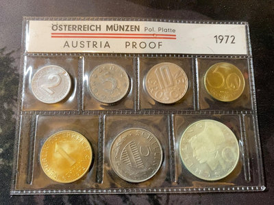 【二手】 奧地利1972年精制套幣7套 含銀幣。原封幣面正常氧化835 錢幣 紙幣 硬幣【經典錢幣】