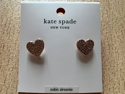 KATE SPADE kate spade Yours truly愛心設計鑽鑲飾穿式耳環 全新