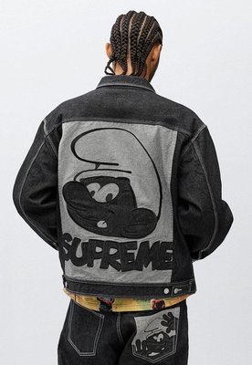 Koala海購 Supreme 20FW Smurfs Denim Jacket 藍精靈 牛仔 外套