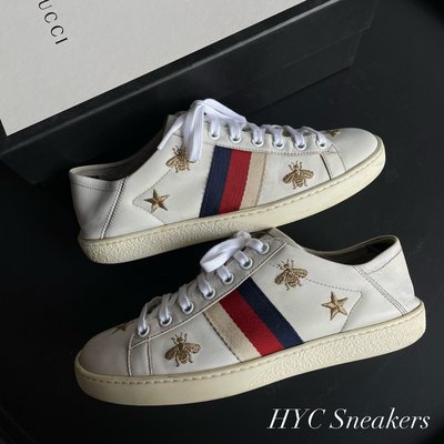 [HYC] GUCCI ACE系列 星星 蜜蜂 藍紅白織帶 小白鞋 休閒鞋 EU36.5 80800129 含購買發票
