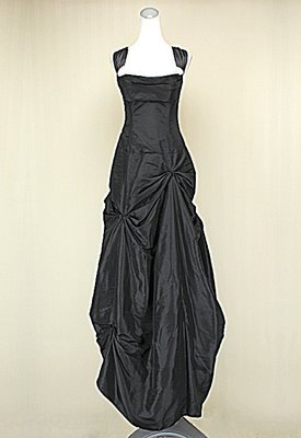 貞新二手衣 Blondie  黑色玫瑰馬甲款平口無袖緞面禮服F號演奏畢業婚紗(32733)