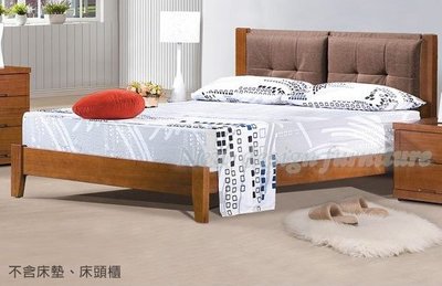 【N D Furniture】台南在地家具-北歐日式無印風格松木全實木亞麻咖布6尺柚木色床台/雙人床架YH