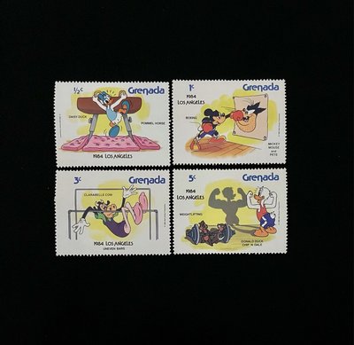 《格林納達》迪士尼卡通郵票1984年發行「4張」