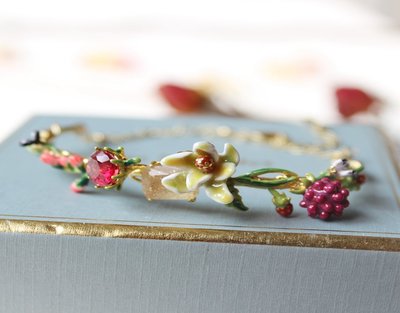 廠家直銷#法國Les Nereides 琺瑯釉首飾品 漫步凡爾賽 白花百合桑椹 黃鑽紅鑽 手鐲手鏈