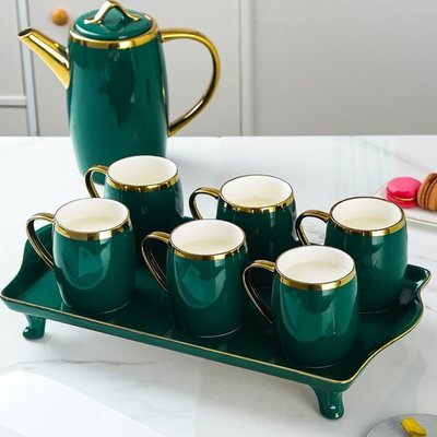 【精品特賣】歐式水杯套裝陶瓷高檔客廳杯具家庭輕奢茶壺茶具茶杯家用杯子套裝