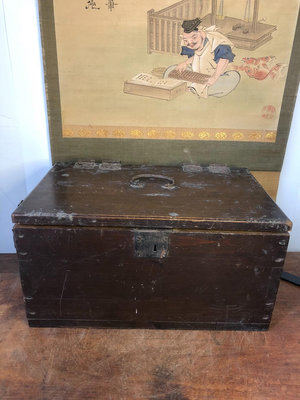（二手）——日本早期老木箱子 古玩 擺件 老物件【萬寶閣】1852
