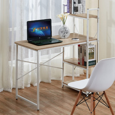【優比傢俱生活館】22 便宜購-9814型淺木紋白色雙色3.4尺L型組合書桌書櫃/電腦桌 SH137-4