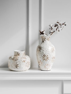法式奶油風復古貝殼花瓶客廳玄關桌面插花器家居裝飾品高級感擺件