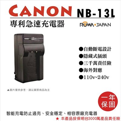 無敵兔@樂華 For Canon NB-13L 專利快速充電器 NB13L 相容原廠電池 座充 G5X G7X G9X