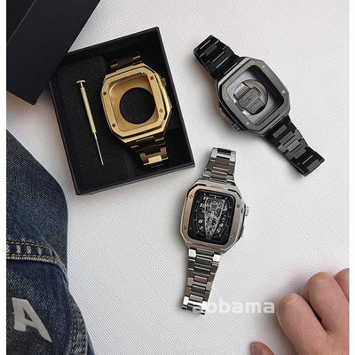 男款AP改裝錶帶 適用 Apple Watch錶帶 9 8 7 6 SE 5代不鏽鋼錶帶40 41 44 45mm保護殼