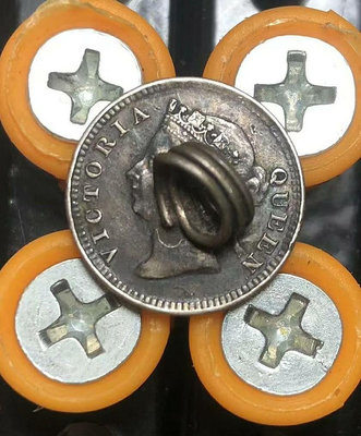 【二手】 香港維多利亞五仙銀幣 1886年 有焊點 品相如圖 按圖1741 錢幣 紙幣 硬幣【經典錢幣】