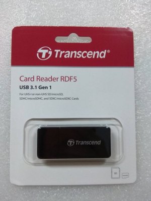 @淡水無國界@ Transcend 創見 RDF5 讀卡機 高速 USB 3.1 SD記憶卡雙槽讀卡機-黑 USB3.0