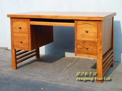 【DYL】柚木實木4.2尺書桌、辦公桌、電腦桌、寫字桌(免運費)126