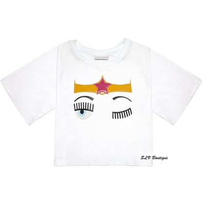 正品 CHIARA FERRAGNI 英雄系列眨眼短袖短版T恤