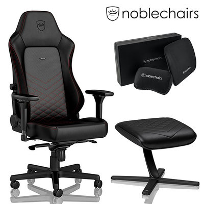 ↑售完 Noblechairs 皇家賽車椅 HERO 搭配置腳蹬+記憶枕組 豪華組 (合成皮款) MAX-005