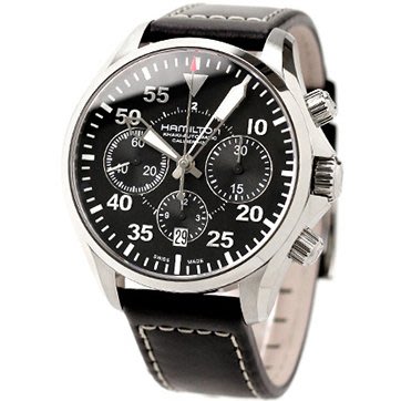 HAMILTON H64666735 漢米爾頓 手錶 機械錶 42mm PILOT AUTO CHRONO 皮錶帶 男錶女錶