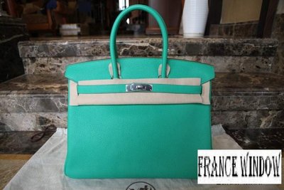 France Window 愛瑪仕 柏金包 Hermes 6W 薄荷綠 最Tc皮 P刻 Birkin35Cm