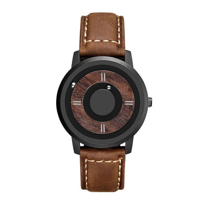 EUTOUR男女士手錶 木頭磁力鋼珠個性創意無指針概念網紅潮流石英 情侶手錶  E020