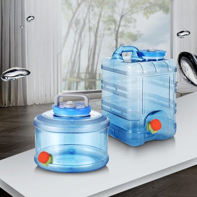 爆款熱賣—自駕游戶外車載飲儲水桶家用塑料純凈礦泉水瓶手提帶龍頭大小水桶