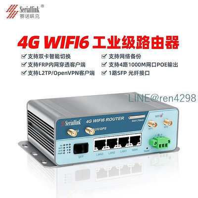 賽諾聯克 工業4G路由器 插卡轉有線轉Wi-Fi6 支持雙SIM卡網路備份 高通4核晶片支持橋接模式4個千兆LAN