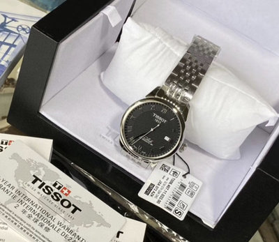 TISSOT Le Locle Powermatic80 黑色面錶盤 銀色不鏽鋼錶帶 羅馬數字刻度 男士 自動機械錶 T0064071105300 天梭腕錶