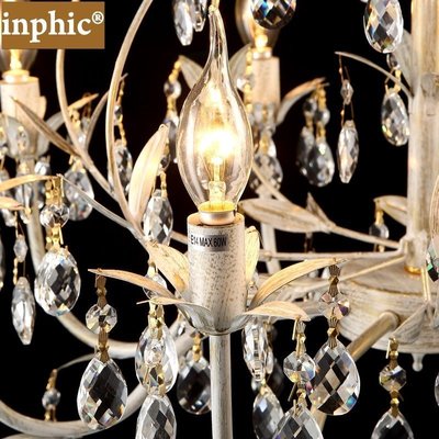 INPHIC-美式鄉村地中海白色水晶吊燈北歐復古led客廳餐廳臥室蠟燭鐵藝燈