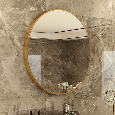 特價鋁合金浴室鏡衛生間貼墻壁掛化妝鏡廁所洗手間衛浴鏡北歐風圓鏡子