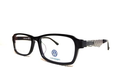《黑伯爵眼鏡精品》Volkswagen 福斯 時尚品味 復古雷朋方框 超寬黑色膠框 電板雕刻 光學鏡架