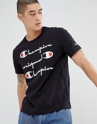 Champion T-Shirt With Repeat Logo In Black