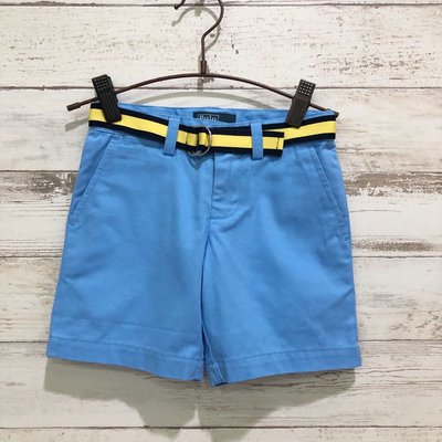 Maple麋鹿小舖 美國購買 童裝品牌POLO RALPH LAUREN 男童藍色皮帶款短褲 ＊ ( 現貨3T )